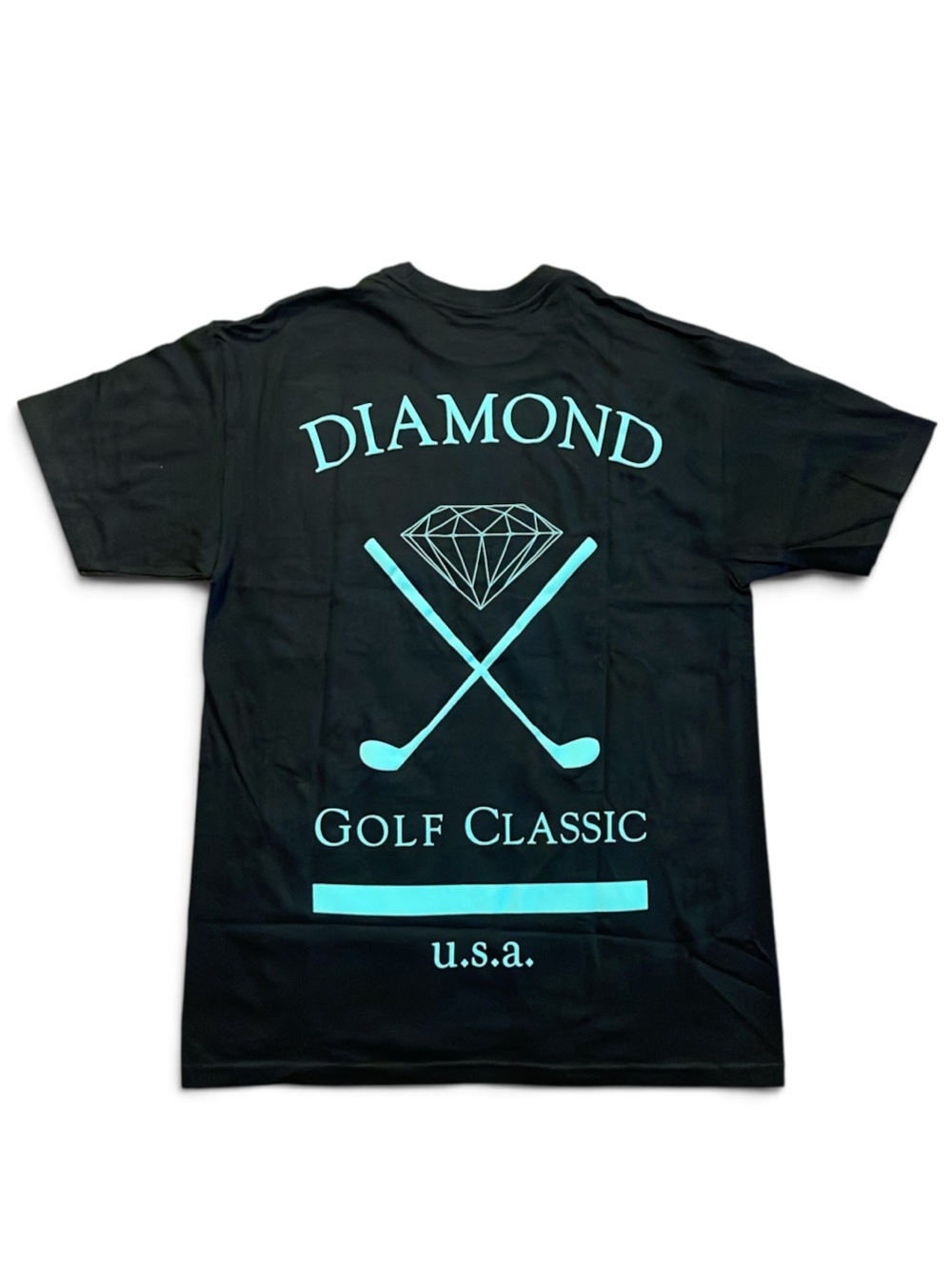 Diamond Supply Co. Short Sleeve Tee in Black with Teal Print Sz M
